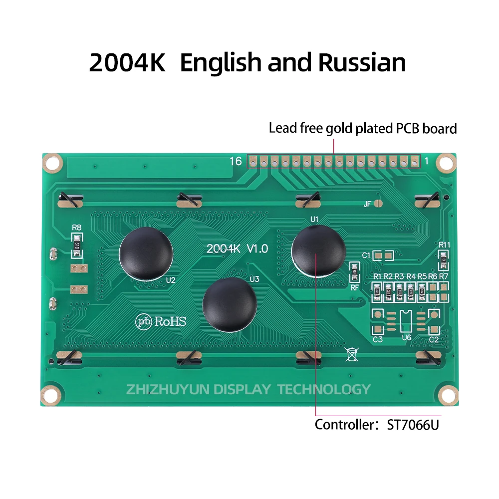 لوحة محول واجهة ، ، x K ، كلاسيكية ، روسية ، إنجليزية ، شاشة LCD ، غشاء رمادي ، IIC أزرق ، I2C ، I2C ، 20x4 ، 16PIN