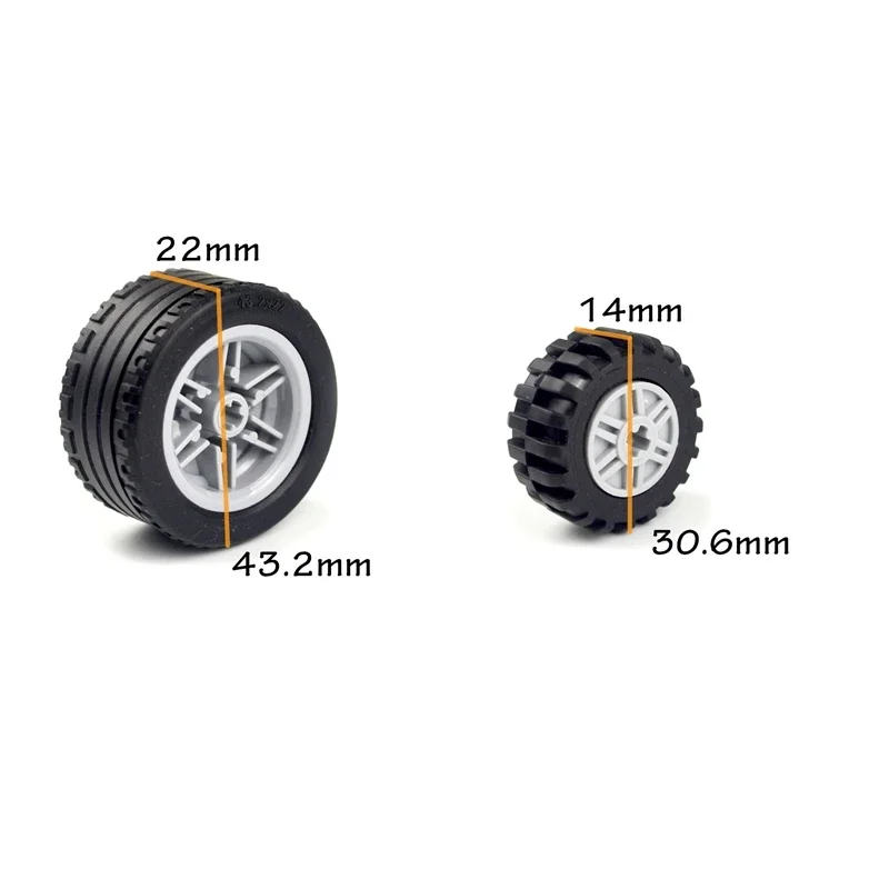 MOC Technical Tire Wheel Hub DIY Bricks Car Truck 44309 92402 32019+86652 Construction building blocks Compatible Tech Parts