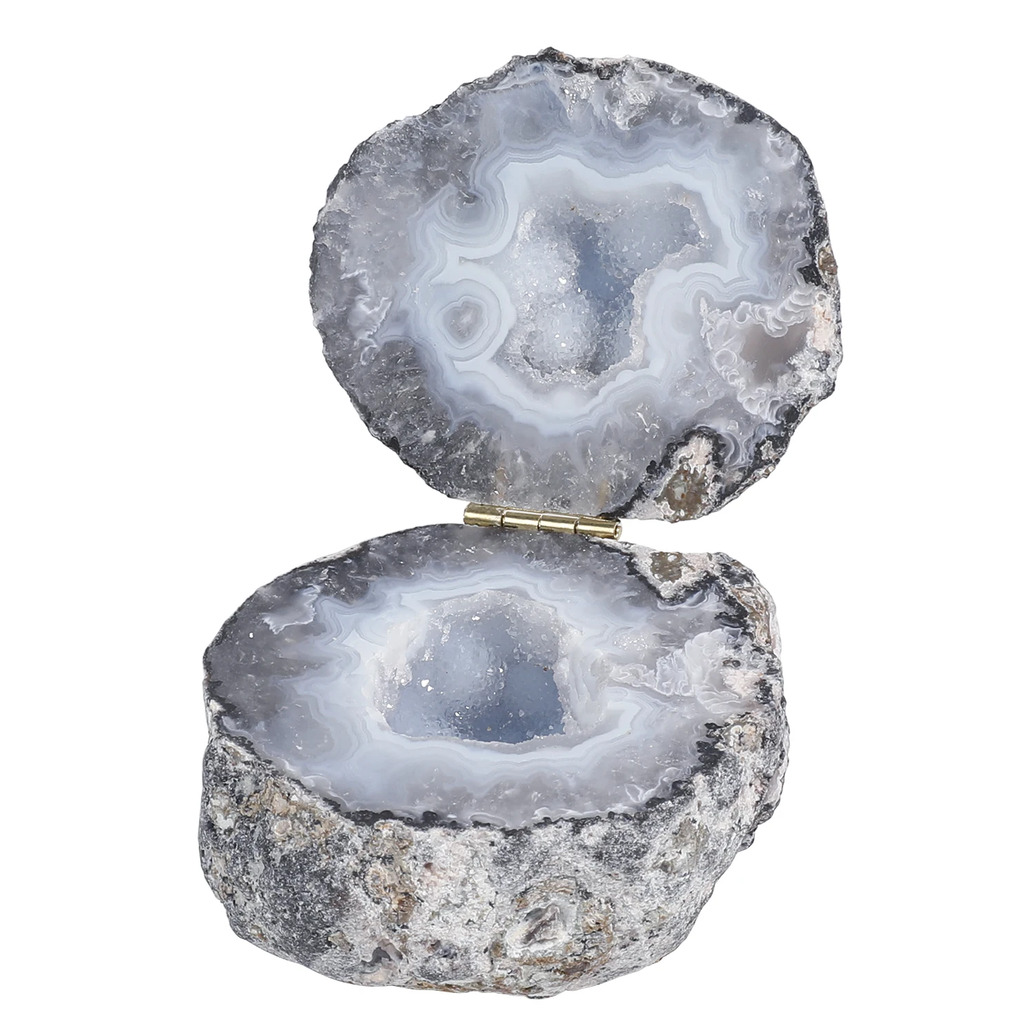 1PC Mexico Quartz Geode Handmake Jewelry Box Natural Agate Stones Cluster Ring Box Marriage