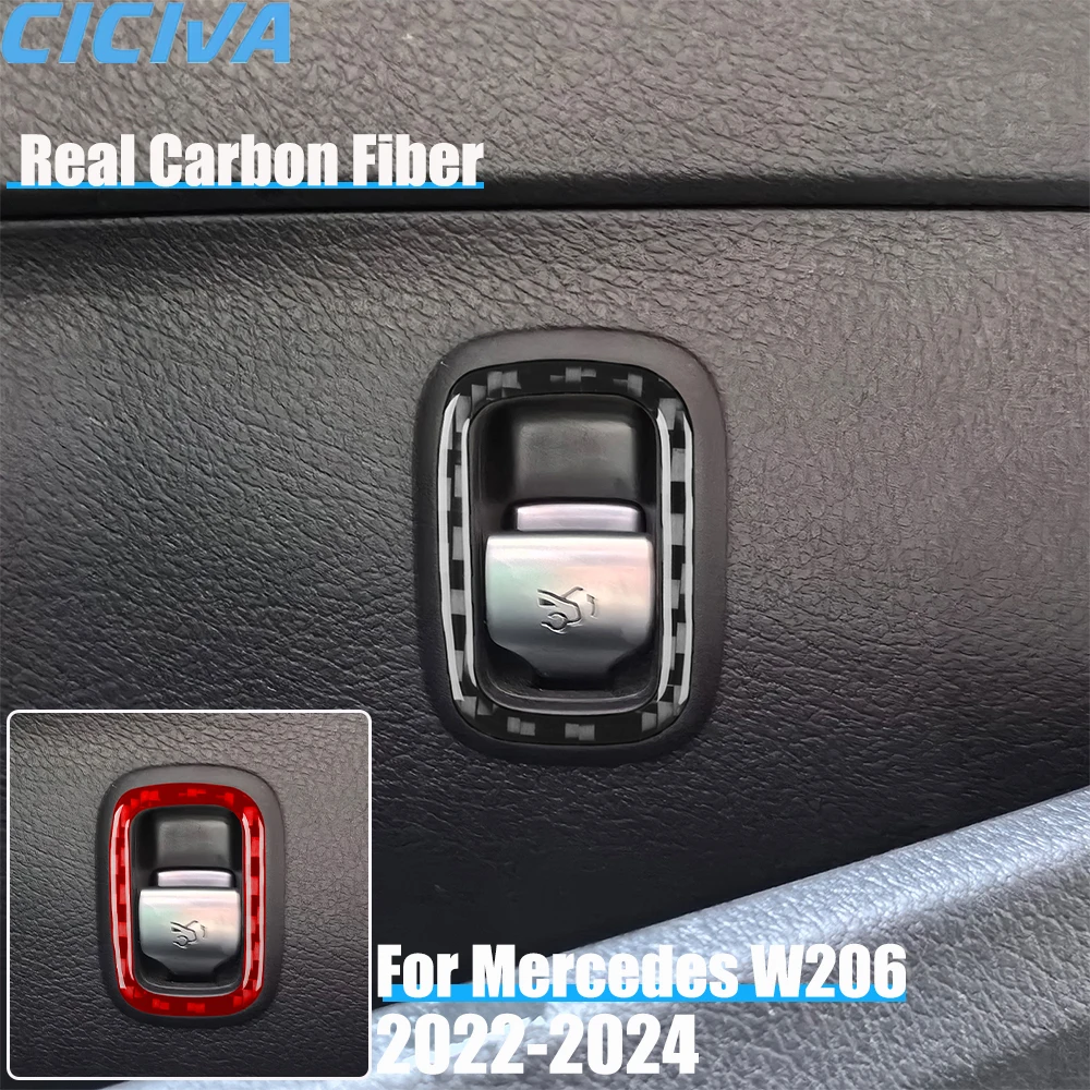 

Настоящее углеродное волокно, автомобильные аксессуары, переключатель багажника, декоративная накладка, мягкая наклейка для Mercedes Benz C-class W206 2022 2023 2024