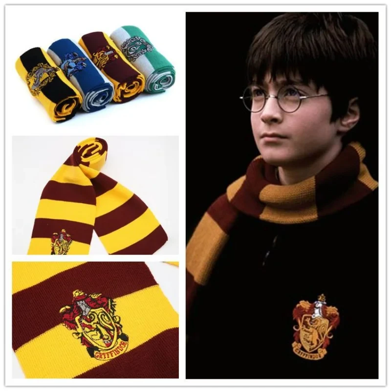 Scarf Harries Student Campus Cosplay Scarf Potters Gryffindor Hufflepuff House Badge Handsome Acrylic Christmas Assembly Gifts