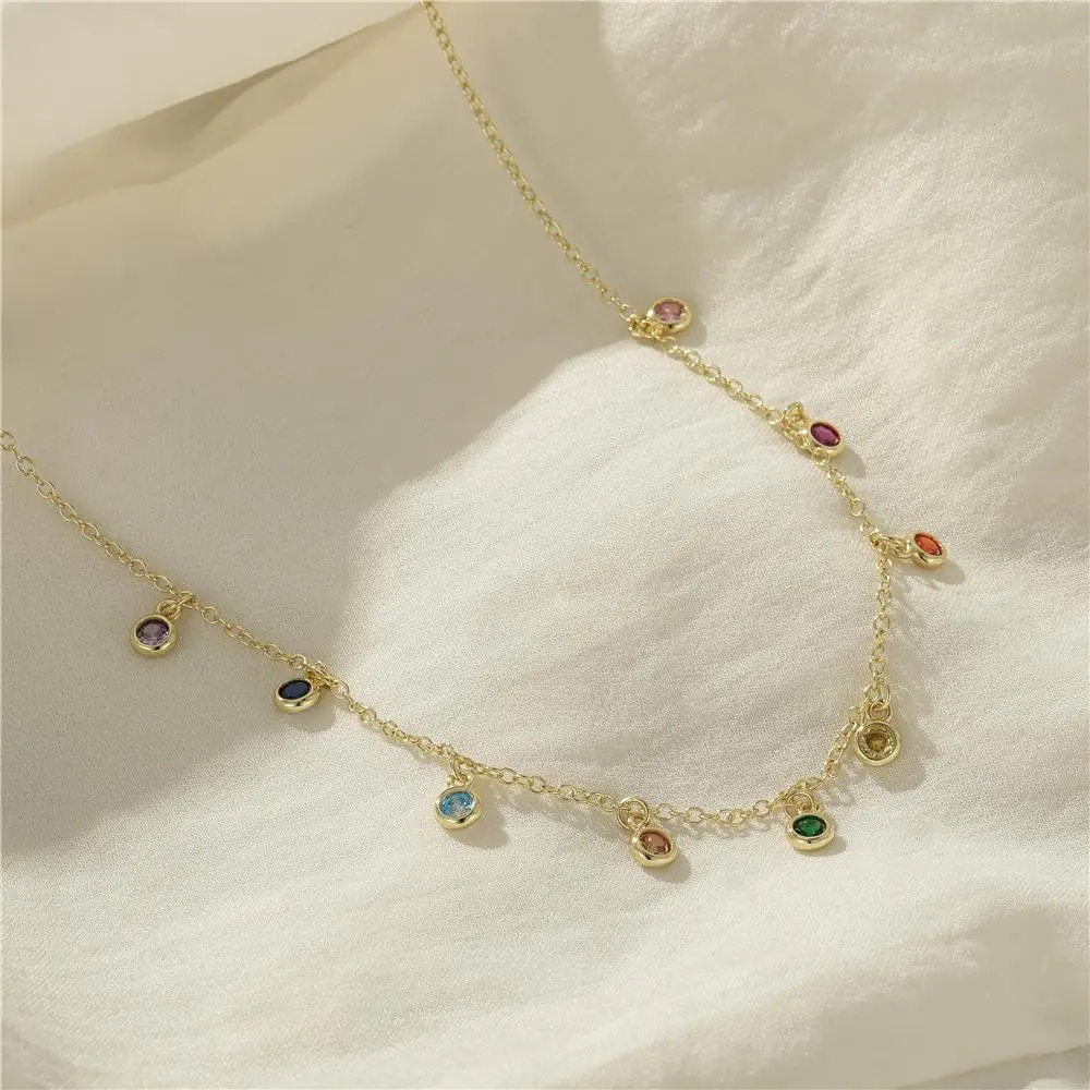 Aide 925 Sterling Silver French Elegancki okrągły cienki wszechstronny naszyjnik damski z cyrkoniami Wykwintna biżuteria z łańcuszkami Choker — zdjęcie 4