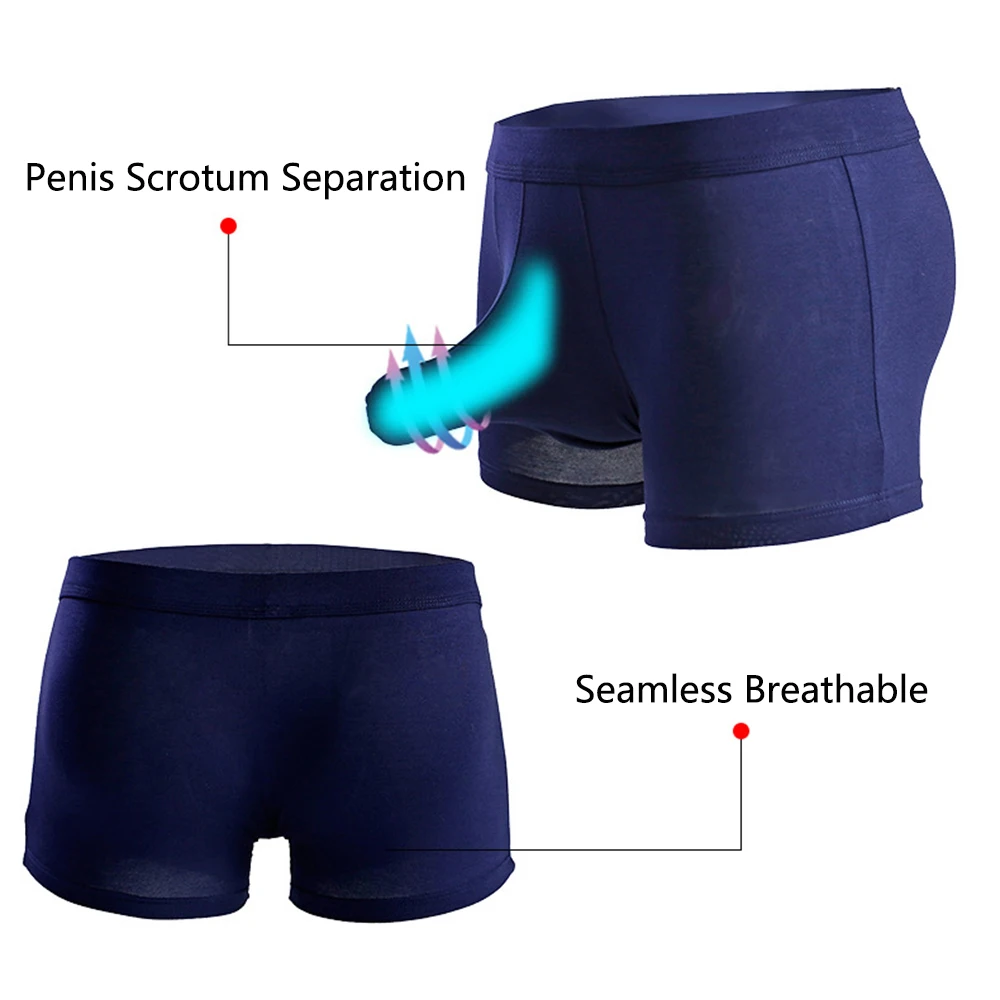 Men\'s Panties Penis Scrotum Separation Male Underwear Solid Color Elephant Nose Briefs Underpants Breathable Modal Boxer Shorts