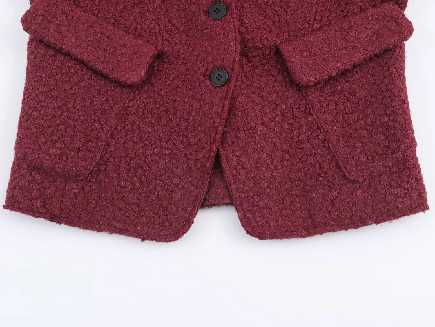 Maxdutti الفرنسية الرجعية الأزياء يحلق البدلة سترة بورجوندي اللون أنيقة واحدة الصدر قصيرة الحلل ملابس امرأة سليم صالح ل #6