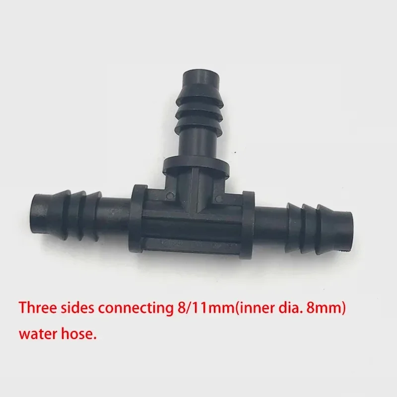 

10Pcs 8/11mm Three ways Water Connectors Agricultural Irrigation Garden Lawn 8/11mm Water Hose Connector Drip Irrigation System