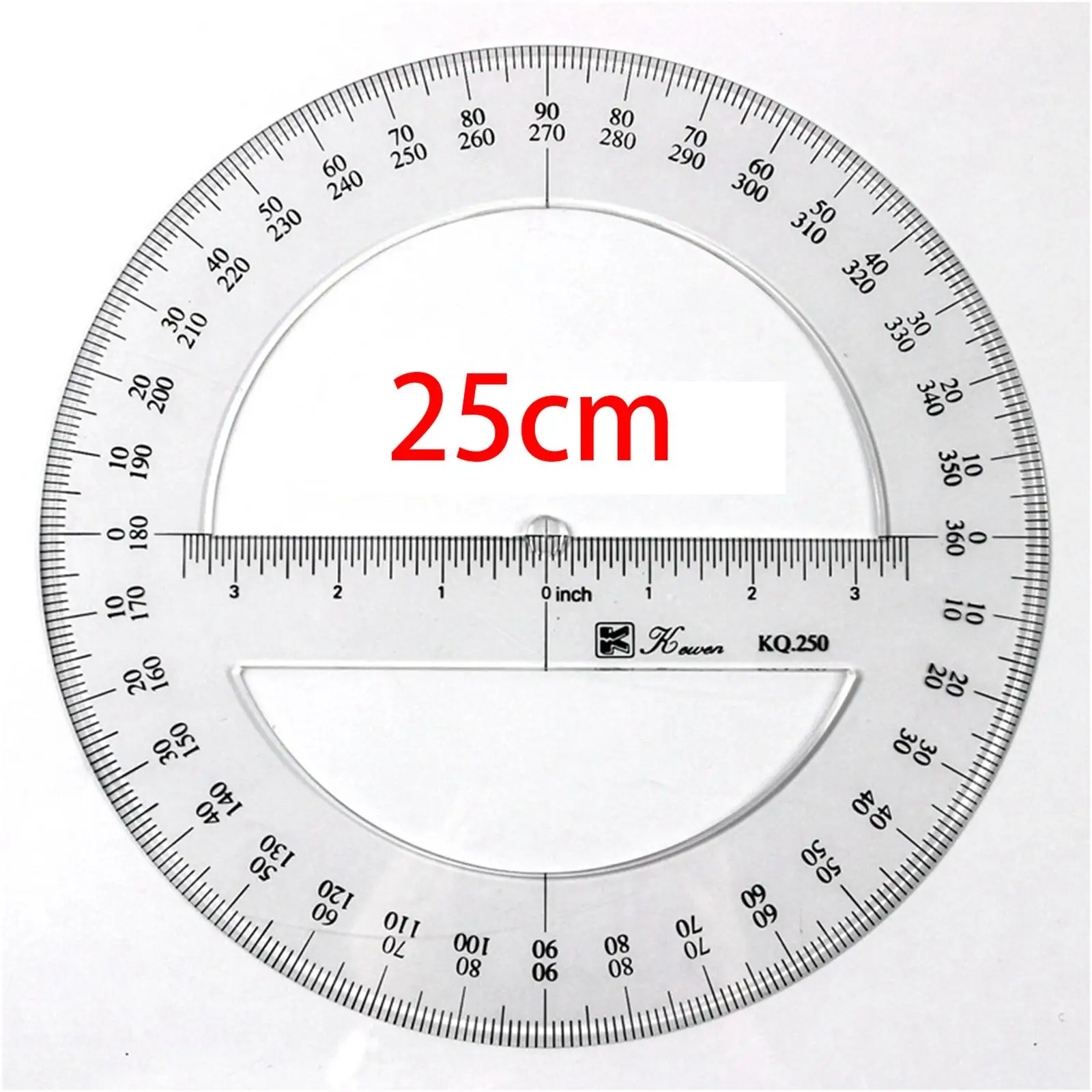 Portable 360 Degree Protractor Arm Ruler 25cm Circle Protractors Classroom Student Drawing Engineering