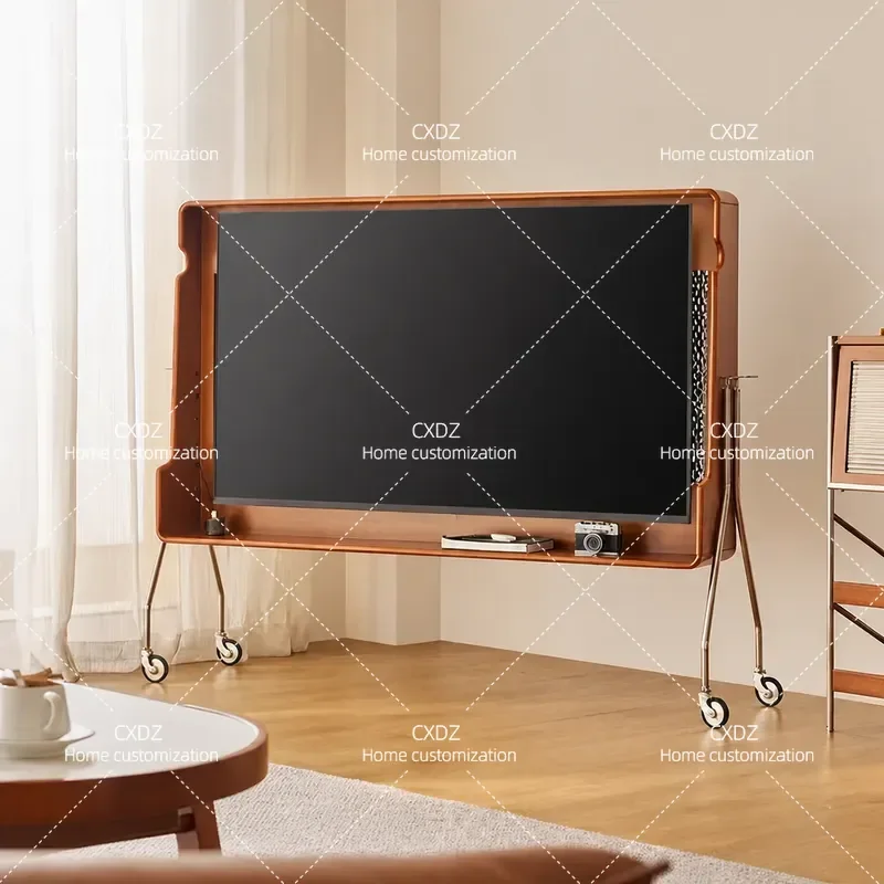 Movable TV Cabinet Push-pull Living Room Bedroom TV Stand Household Media Console Storage Unit with Wheels Modern Home