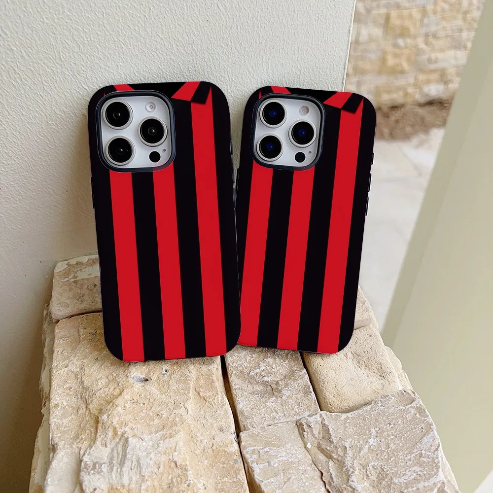 Red Black Vertical Stripe Phone Case for Samsung Galaxy S22 S23 S24 S25 S26 FE Plus Ultra Edge 4G 5G Luxury Double-layer