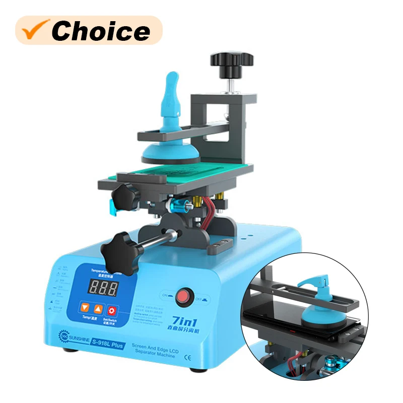 7 in 1 360° Rotating LCD Screen Separator for Mobile Phone SUNSHINE S-918L PLUS Heating Frame Dismantling Degumming Machine