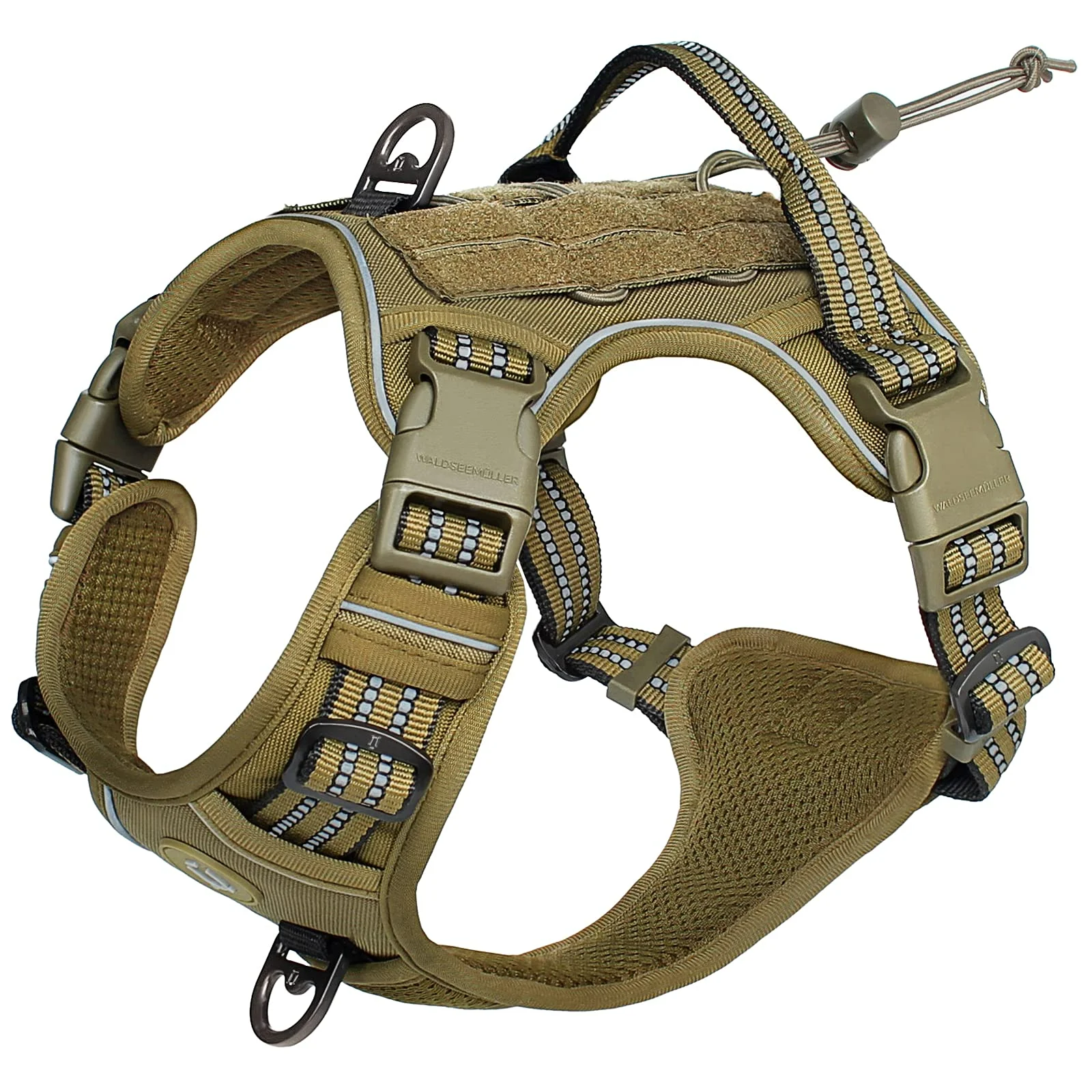 Tactical Dog Harness, No Pull Dog Harness, Adjustable Breathable MOLLE Dog Vest Harness for Medium Large Dog Reflective Military