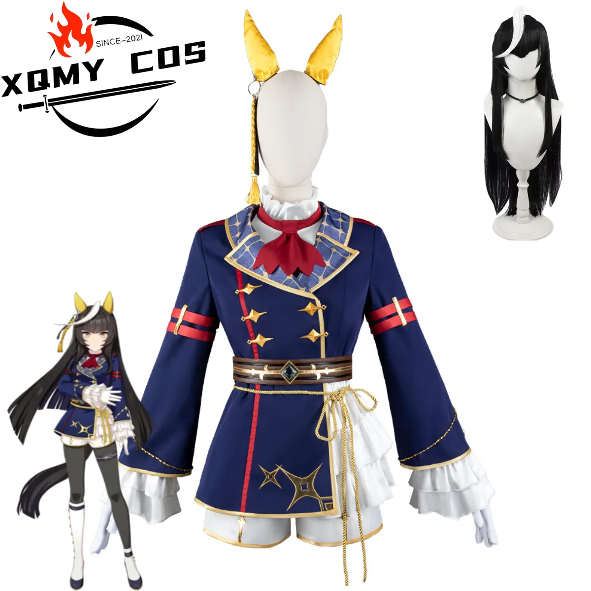 XqGame Umamusume: Pretty Derby Calstone Light O Cosplay Costume Winning Uniform Coat Dress Wig Woman Masked Ball Suit