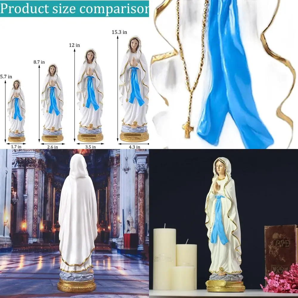 

15.3 Qianling Lourdes Virgin Mary Statue, Catholic Blessed Mother Resin Figurine for Home & Church, Prayer and Decor Gift