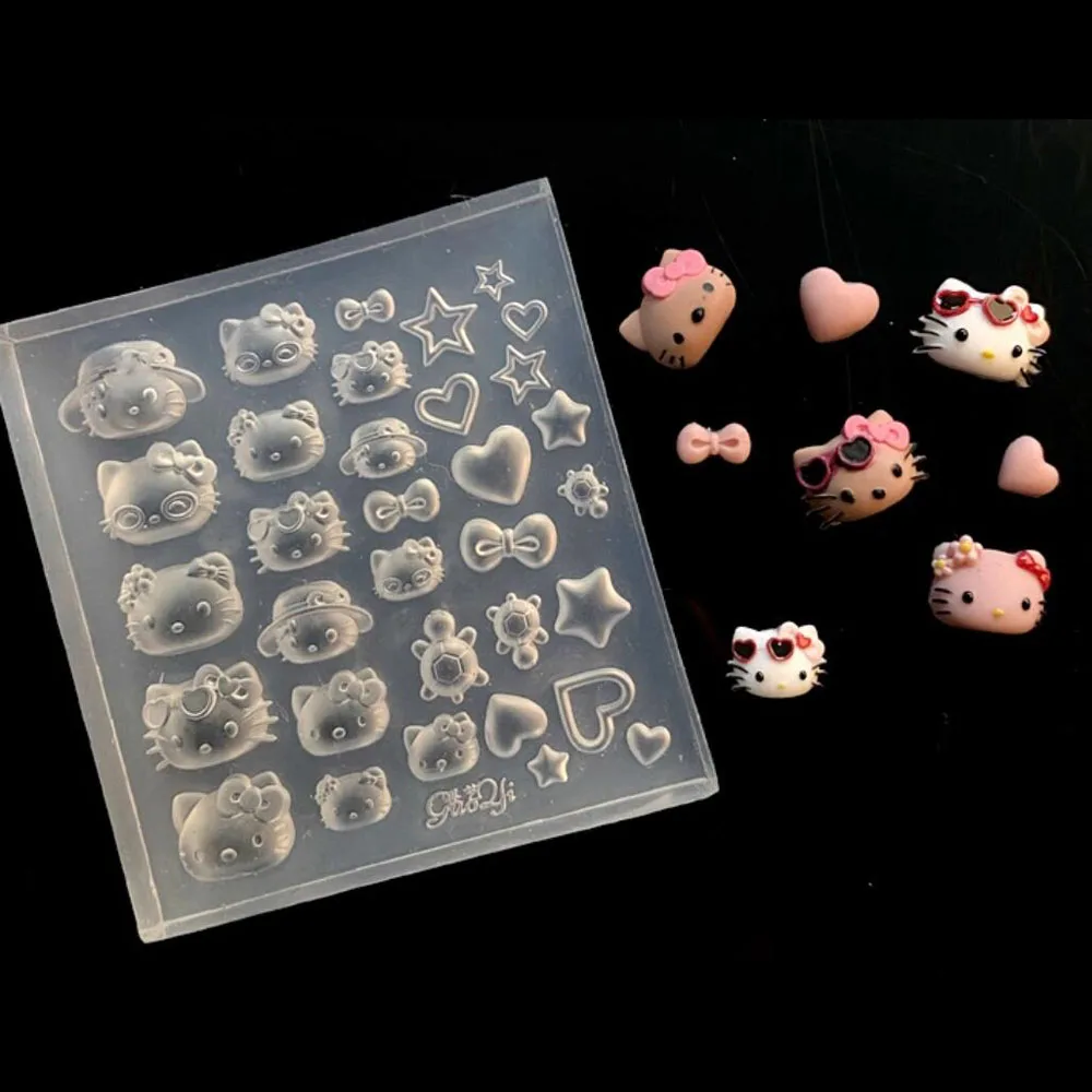 1pc Silicone Hello Kitty Cake Nail Art Decoration Mold DIY Nail Embellishment Manicure Design Reusable Nail Stamping Accessories