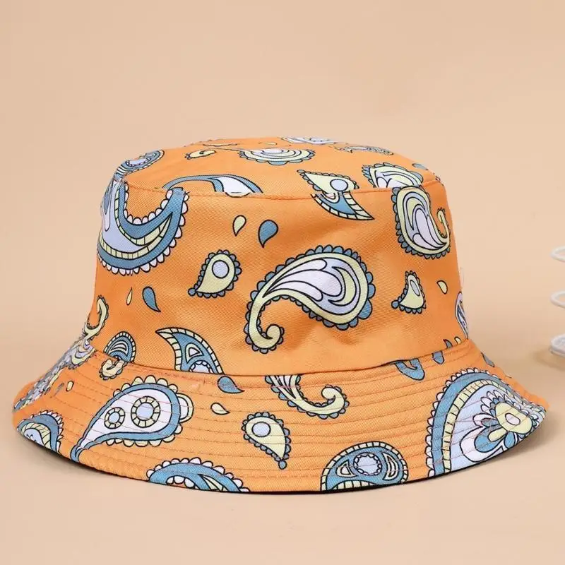 

39BB Flower Printed Fisherman Hat for Women Foldable Bucket Hat Sun Protective Caps Fashion Female Hat Breathable Floppy Caps