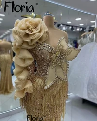 Gold Gorgeous Ruffles Evening Dress Arabic Wedding Party Gowns Customize Plus Size Occasion Dresses Womne Formal Long Prom Gowns