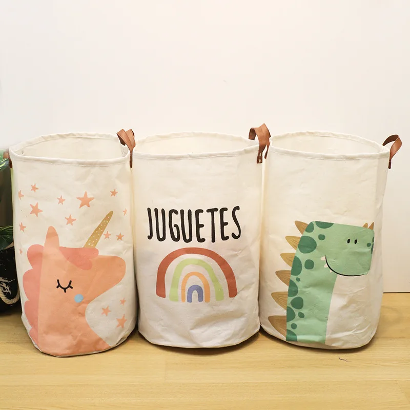 Large Capacity Baby Items Basket Diaper Caddy Organizer Folding Laundry Basket Cartoon Dirty Clothes Bucket Toy Storage Bag