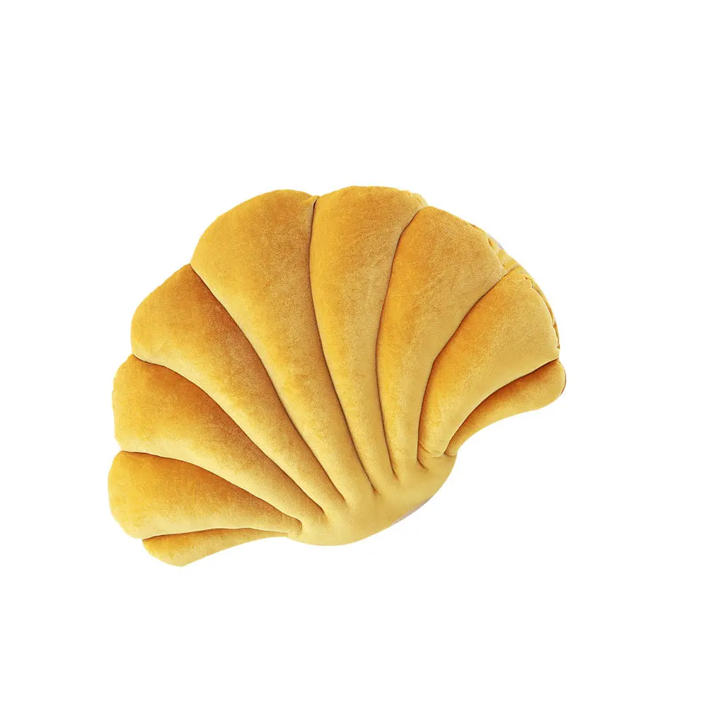 

1pc Shell Shape Throw Pillow Yellow Size 2 Soft Back Cushion For Sofa Bed Car Home Decor Stretchy Marine Animal Pillow