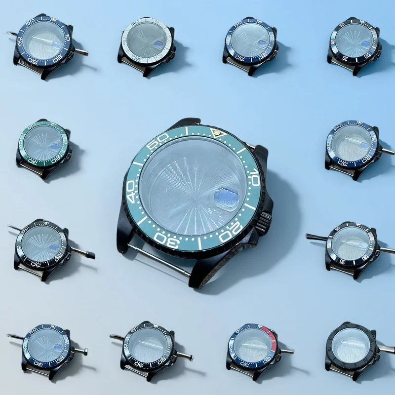 

Ceramic Insert Black 40MM GMT Watch Case - New Design for NH34 NH35 NH36 NH38 Movement with Solid Bottom Cover in Black Grey