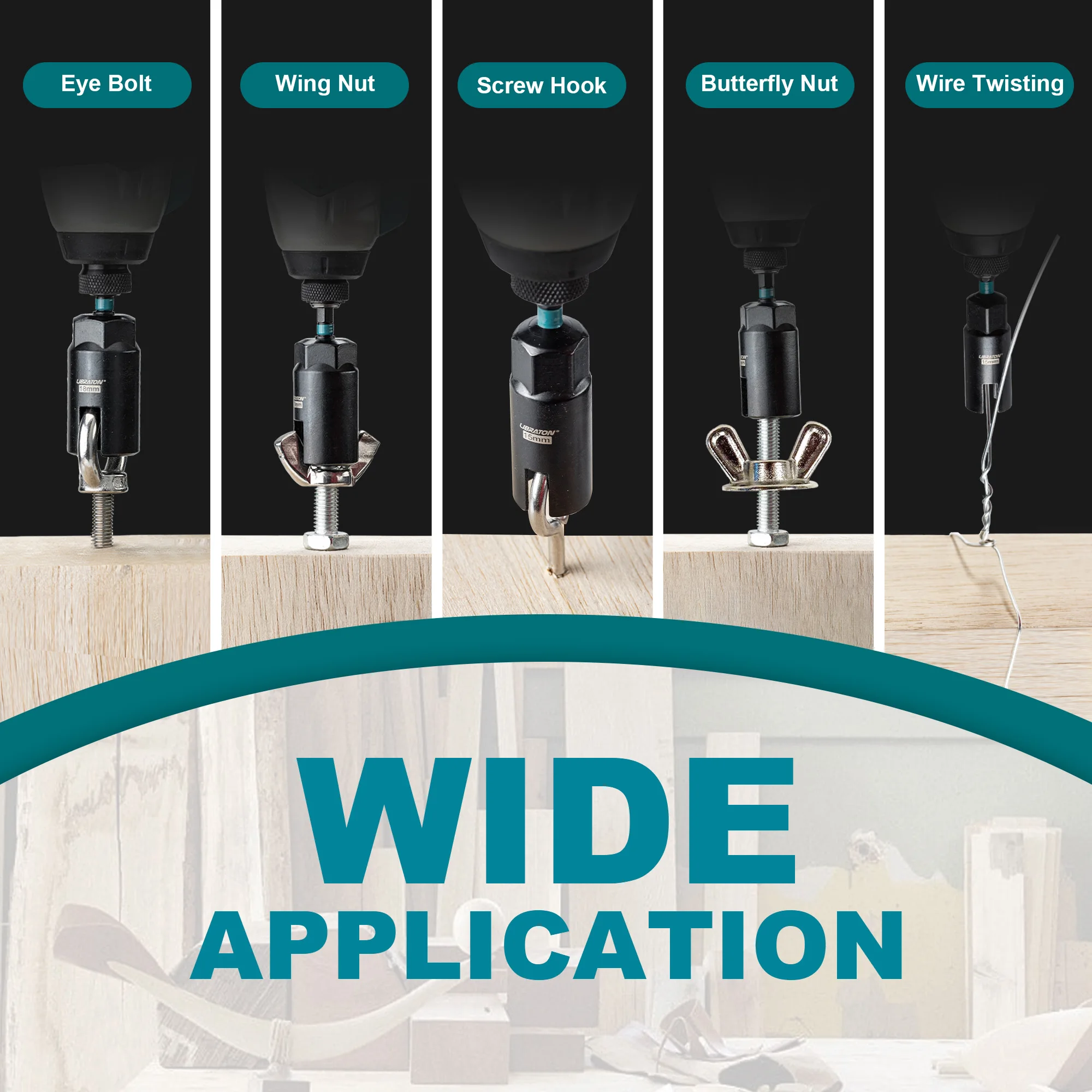 Libraton Wing Nut Driver 4PCS, Wing Nut Driver Bit, 1/4” Hex Shank Wing Nut Driver Set for Hook Bolt Installation, Wire Twisting