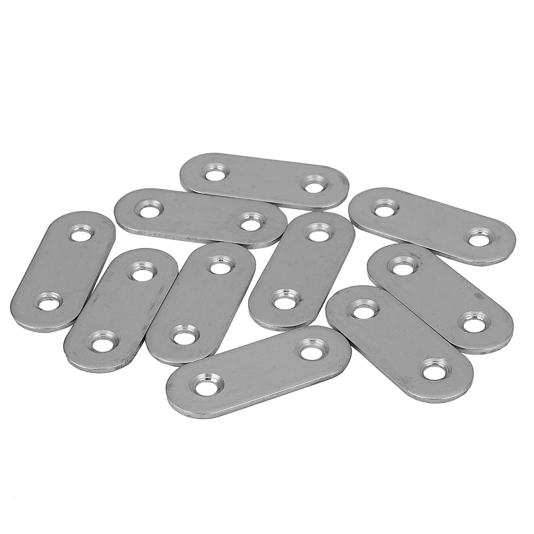 الفضة المسمار حزام ملزمة مع لوحات إصلاح مسطحة ، إصلاح إصلاح الانضمام بين قوسين ، 40x15 مللي متر ، 5x6mm