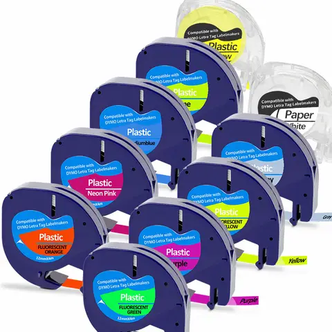1pK Compatible Dymo LetraTag Refills Plastic Label Tape work With Dymo LetraTag Label Maker LT-100H LT-100T QX50