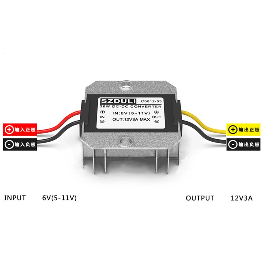 Módulo regulador de alumínio do conversor step-up, DC 5V a 11V, 3A, 36W, 12V, Boost Converter