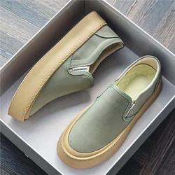 Breathable and Versatile Casual Shoes Men's Lazy Loafers Shoes Canvas Thick Bottom Rubber Shoes For Men