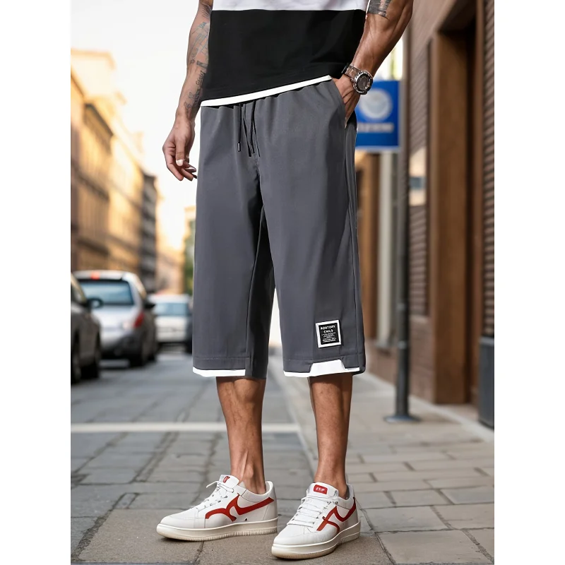 Men's Fashion Fake Two Piece Shorts With Drawstring Casual Pants Summer Daily Wear Party Holiday Beach  Wear