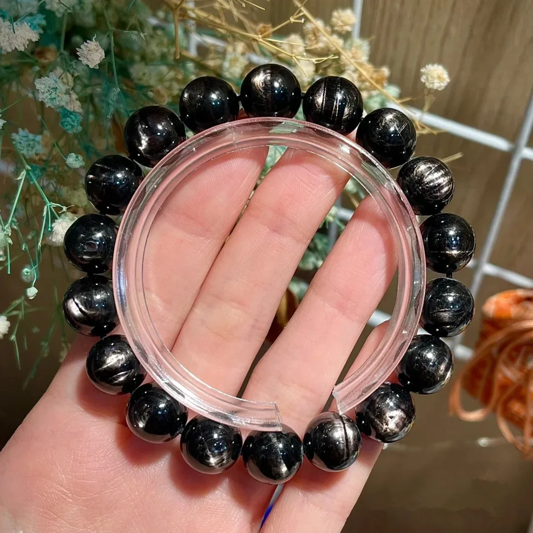 

Natural Black Hypersthene Flash Egypt Women Men Bracelet Rare Gold Lucky Hypersthene Round Beads 8mm 10mm 12mm AAAAA