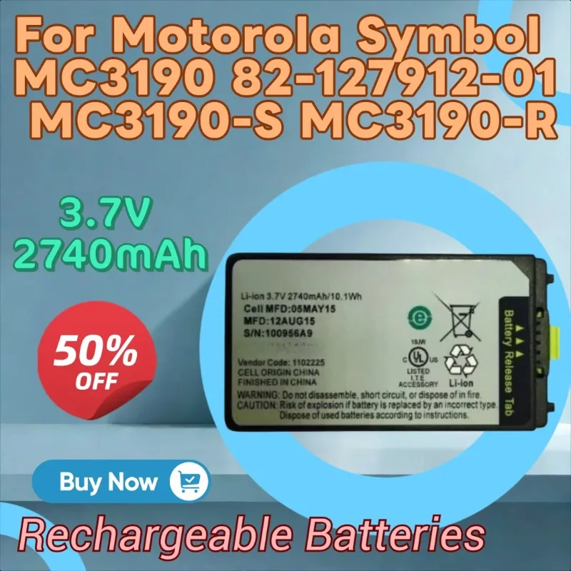 

New Battery 3.7V 2740mAh for Motorola Symbol MC3190 82-127912-01 MC3190-S MC3190-R