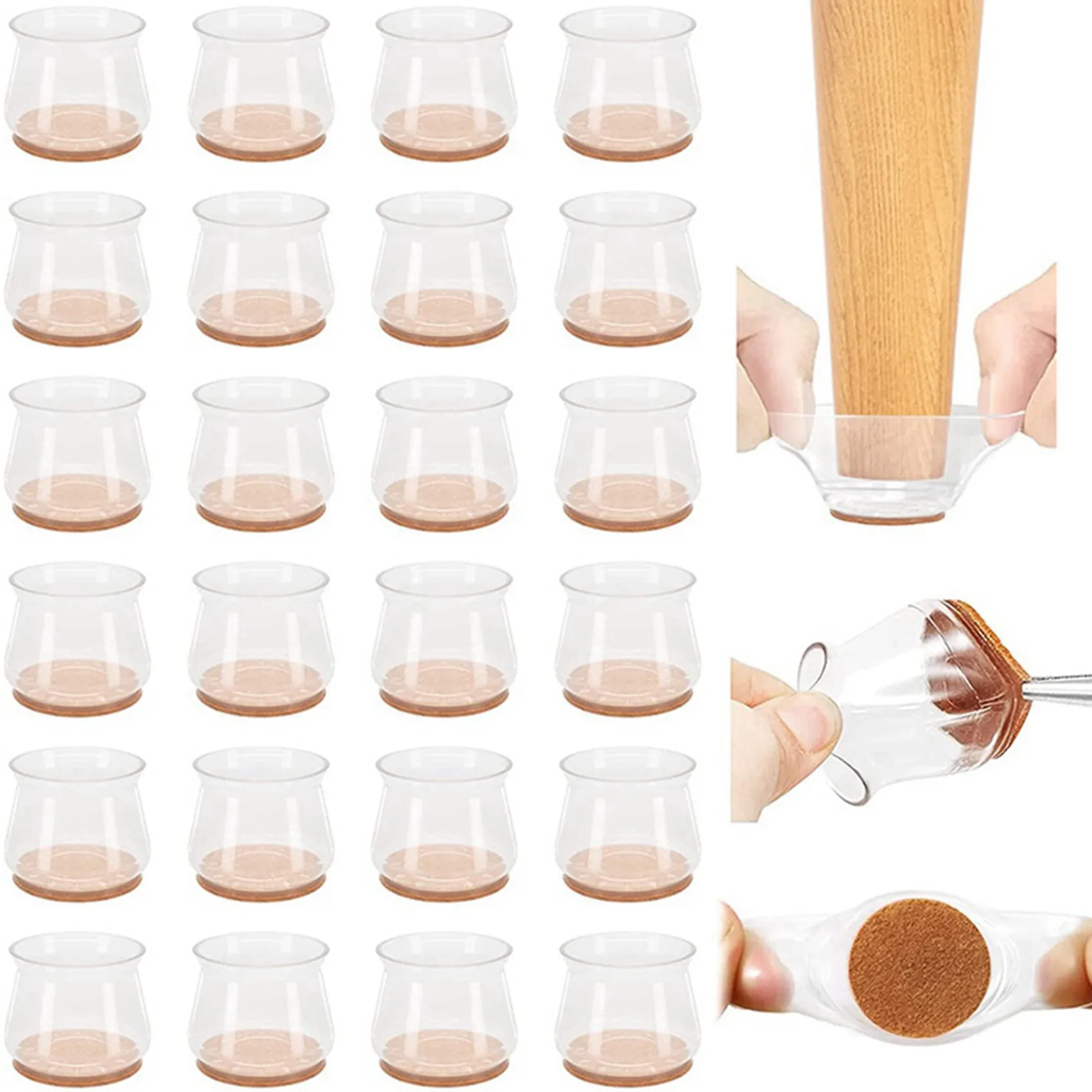 LICE-72 Pcs Chair Leg Floor Protectors For Hardwood Floors Silicone Covers To Protect Wood Tile Floors Felt Pads