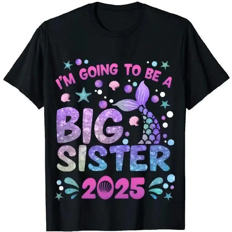 Big Sister 2025 For Pregnancy Announcement T Shirt Family Baby Shower Sibling Future New Arrival Celebration