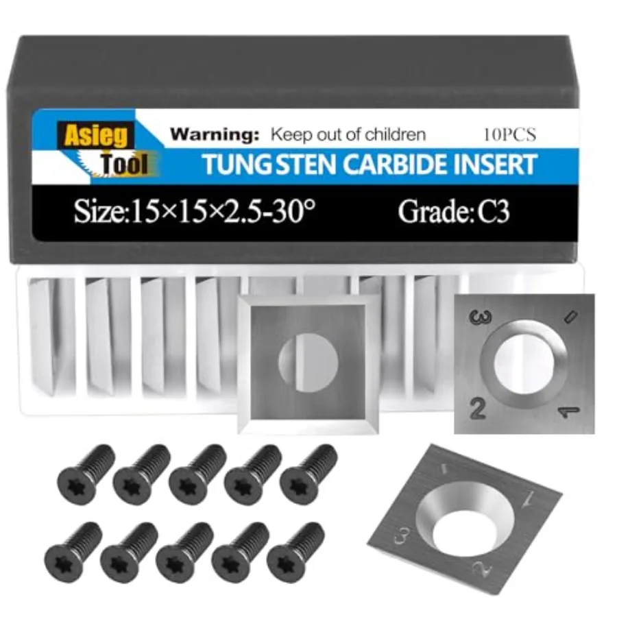 

15mm Standard Square Straight Tungsten Carbide Replacement Cutter Inserts Knives 15mm x 15 x 2.5mm for Woodworking Spiral Helic