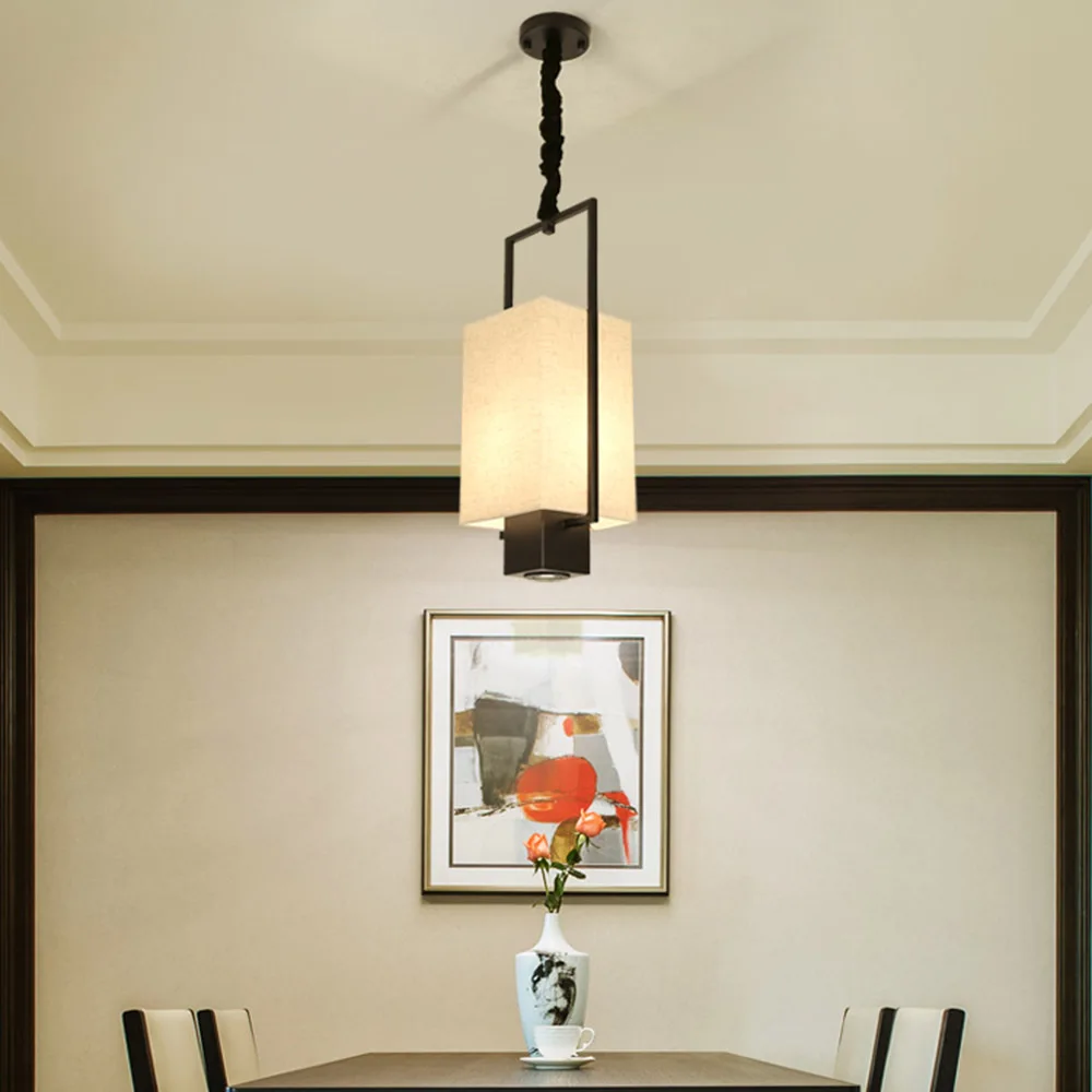 Chinese Solid Square Lantern Restaurant Pendant Lamp Balcony Corridor Study Room Coffee House Bedroom Hanging Pendant Lamps