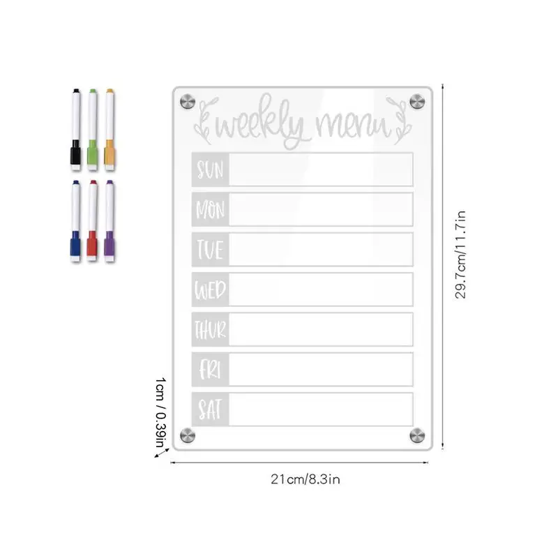 Dry Erase Planner Board Clear Note Acrylic Calendar Planner Magnetic Wall Board With 6 Markers Portable Memo Whiteboard Acrylic