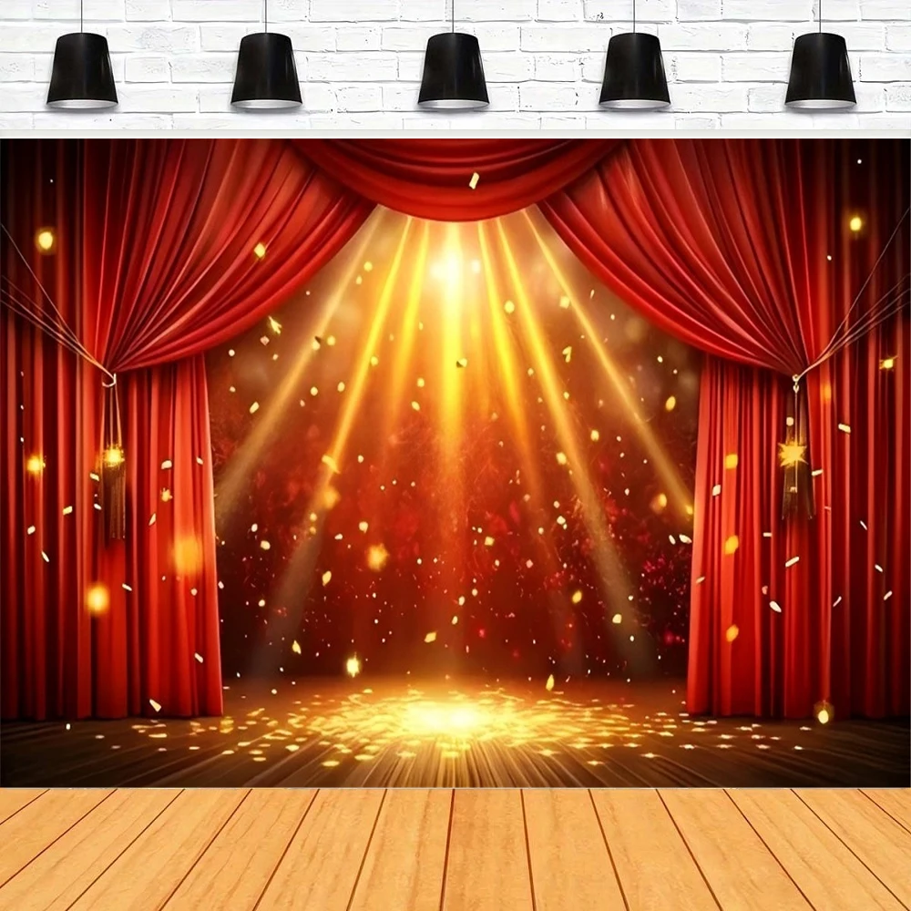 

Фон для фотосъемки, красный занавес, сценический театр, прожекторы для делового мероприятия, выпускного вечера, карнавала, фестиваля, вечерние Декор, баннер
