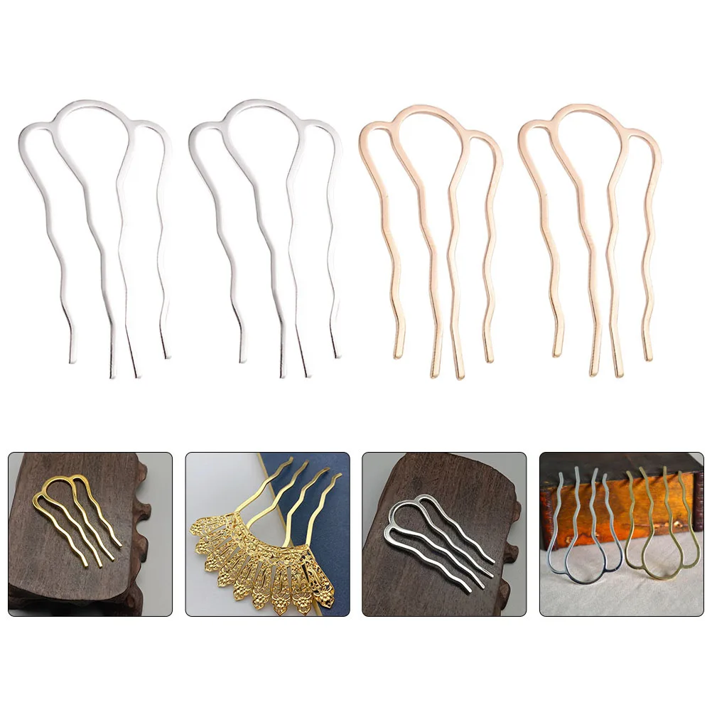 8 قطعة مشابك شعر ذاتية الصنع دبابيس شعر هانفو عتيقة للنساء إكسسوارات شعر ذهبية وفضية زخارف يدوية فنية