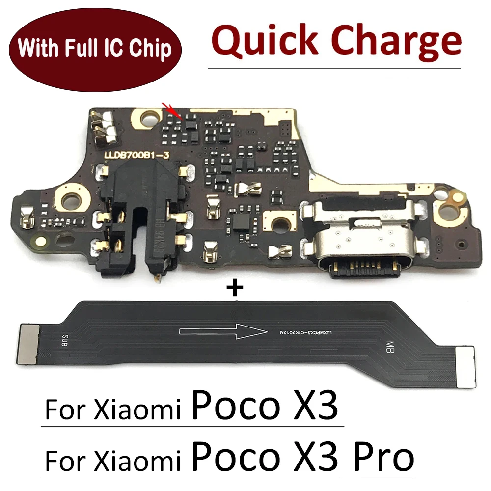 Carregador USB Dock Connector, Porta de carregamento, Microfone Main Flex Cable, Peças de reposição para Xiaomi Poco X3, NFC, X3 Pro, Novo