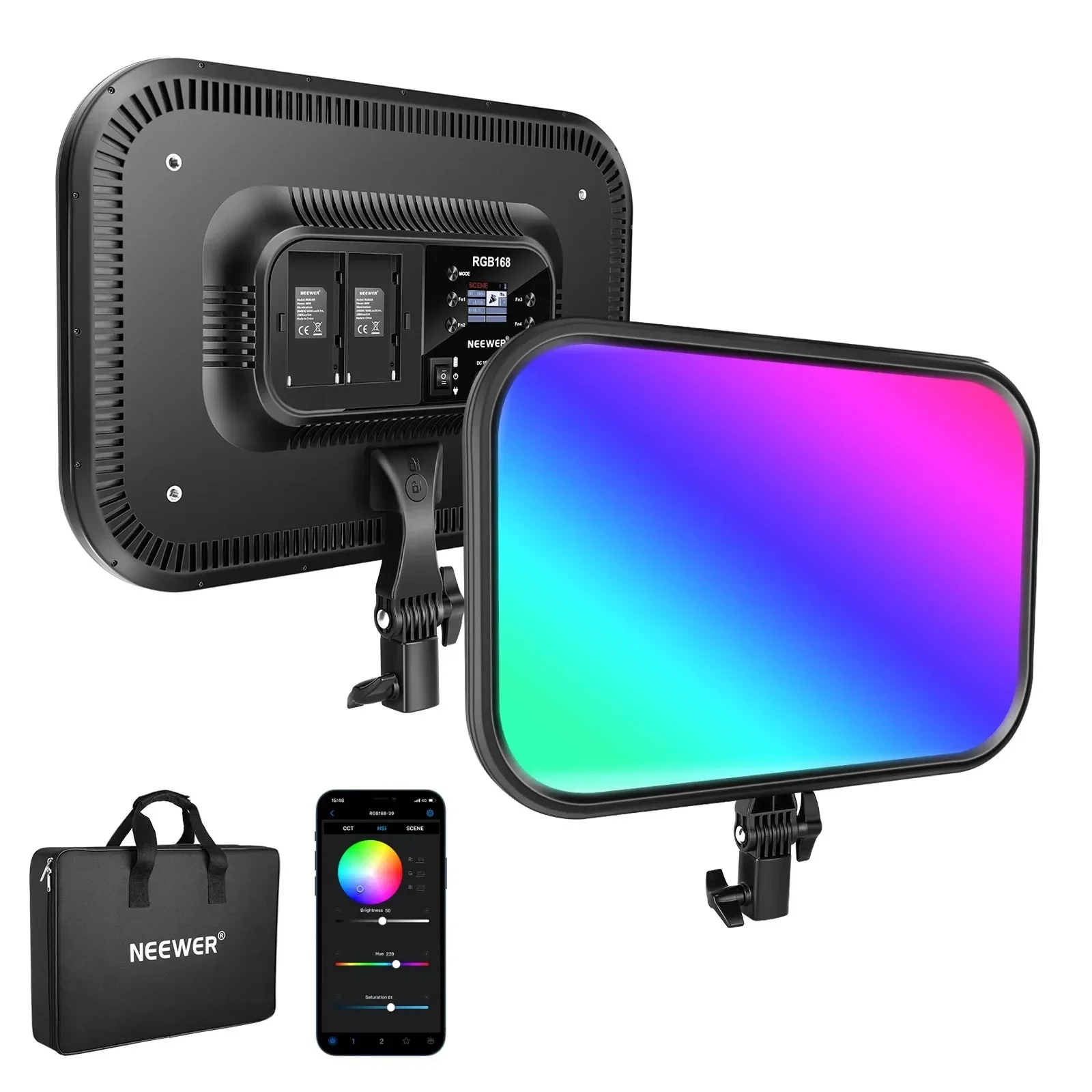 

For Neewer 18.3\" RGB LED Video Light Panel App-Controlled Soft LED 17 Stage Effects for Gaming Live Photographic Lighting
