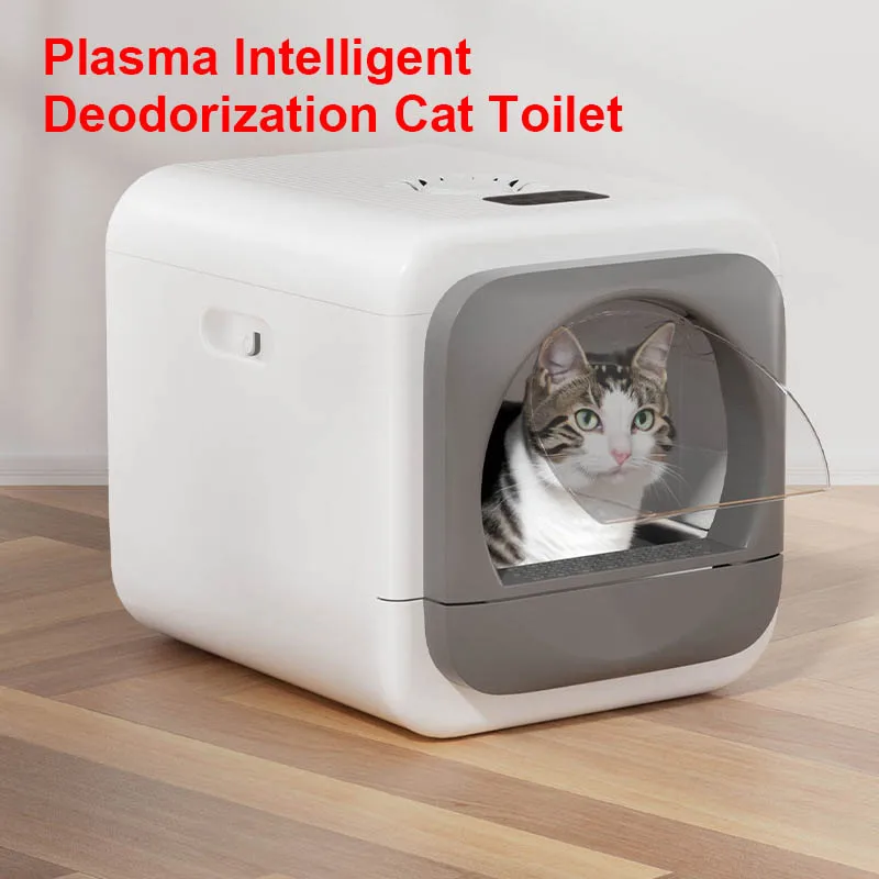 Foldable Fully Enclosed Plasma Cat Toilet Intelligent Deodorization Cat Litter Basin Anti Splashing Drawer, Intelligent Cat Box