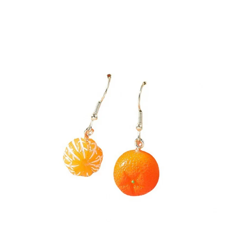 teenage earring Orange Fruit Drop Hanging food Earrings Women For Teen Funny Female Ear Rings Jewelry Gift Stainless Steel