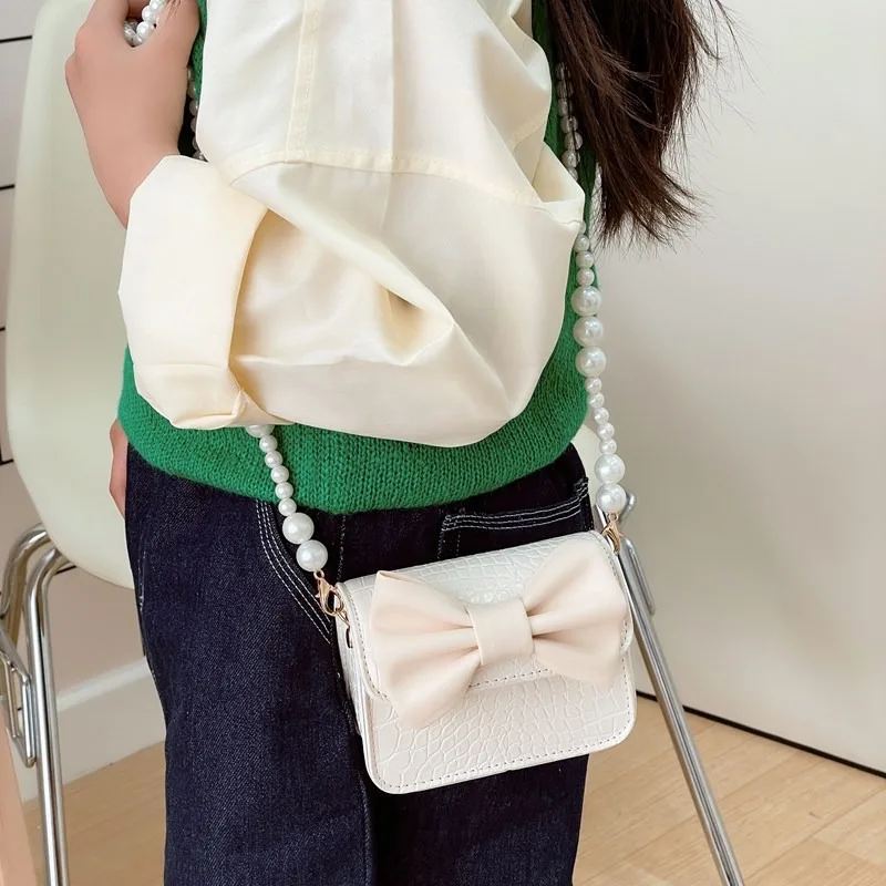2025 New Girls Mini Crossbody Bag Fashion Elegant Beading Chain Children's Handbag for Princess Outdoor Travel Kids Coin Pouch