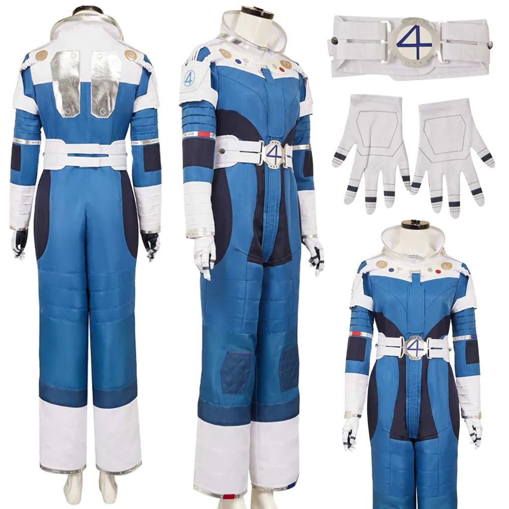 

2025 Movie 4 Pieces Fantastic Cosplay Susan Storm Jumpsuit Glove Belt Cloth For Women Hallowmas Carnival Roleplay Suits Outfits