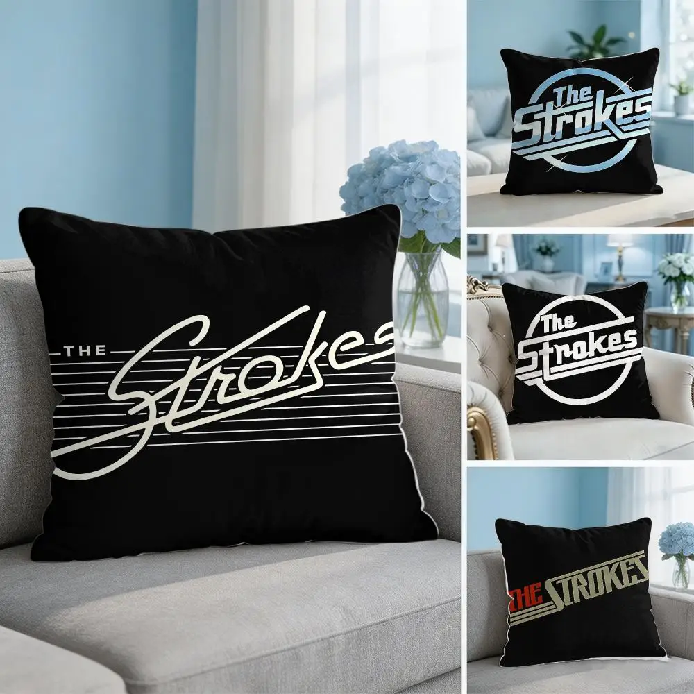The S-Stroke Rock Band Logo Cushion Cover Soft Short Plush Throw Pillow Cover Hidden Zipper Cutecore Sofa Bedroom Home Decor