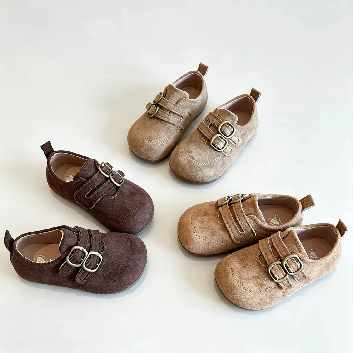 Kids'Casual Shoes Solid Color PU Leather Autumn Fashion Shoes For Children Breathable Anti-slip Brown Khaki Size 21-33