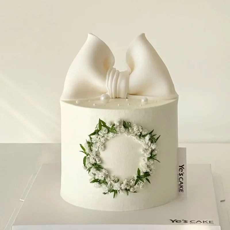 6 Inch Bow Fake Birthday Cake Model Simulated Cake Mold Plastic Ornaments Window Sample Display Wedding Decoration Shooting Prop