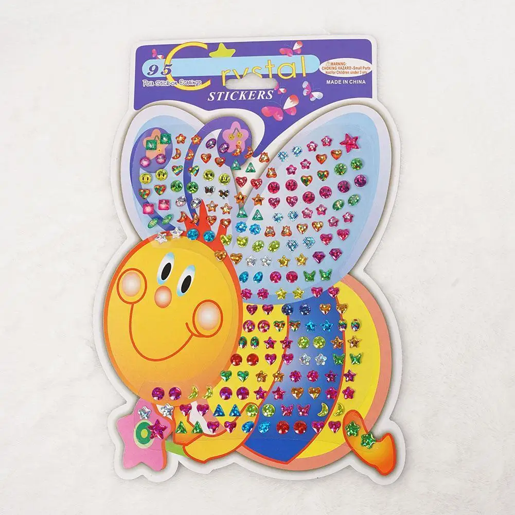 Fashion Cute 1 Sheet Cartoon Reward Crystal Stickers Toy Wonderful Children Stickers Earring Stickers For Kids Funny Toy