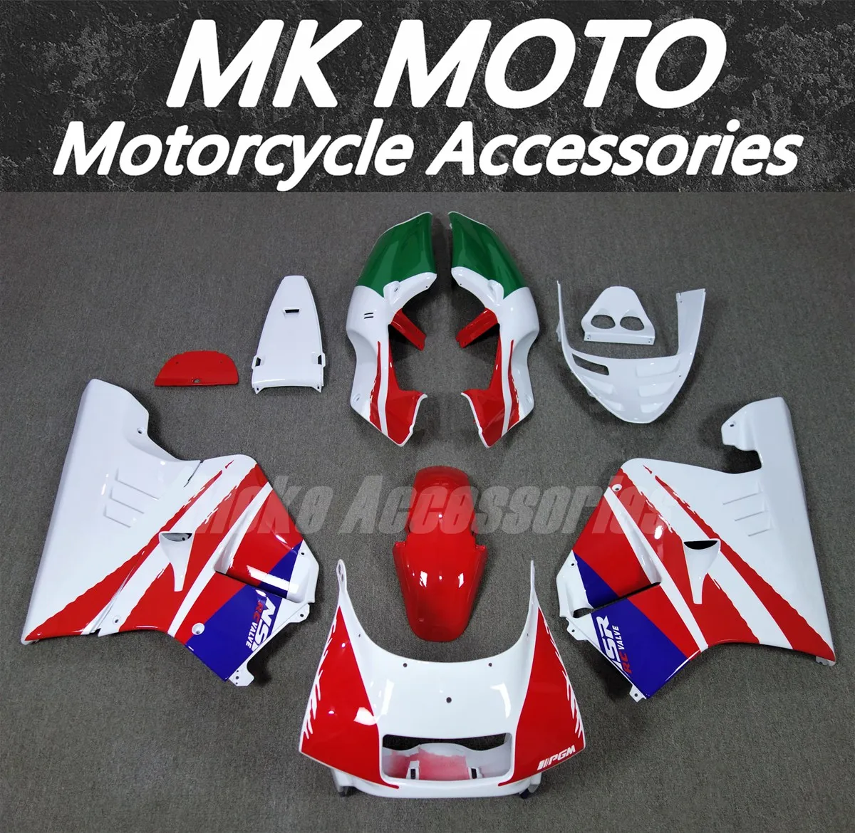 

Комплект обтекателей для мотоцикла Moke moto, подходит для NSR250 PGM3 P3 MC21, комплект кузова, высокое качество, инъекция ABS, белый, красный, зеленый