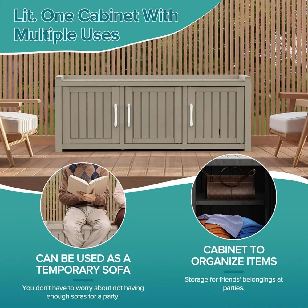 Armoire à chaussures étanche et résistante aux UV avec banc de rangement, étagères réglables pour une utilisation intérieure et extérieure, idéale pour l'entrée, le lit