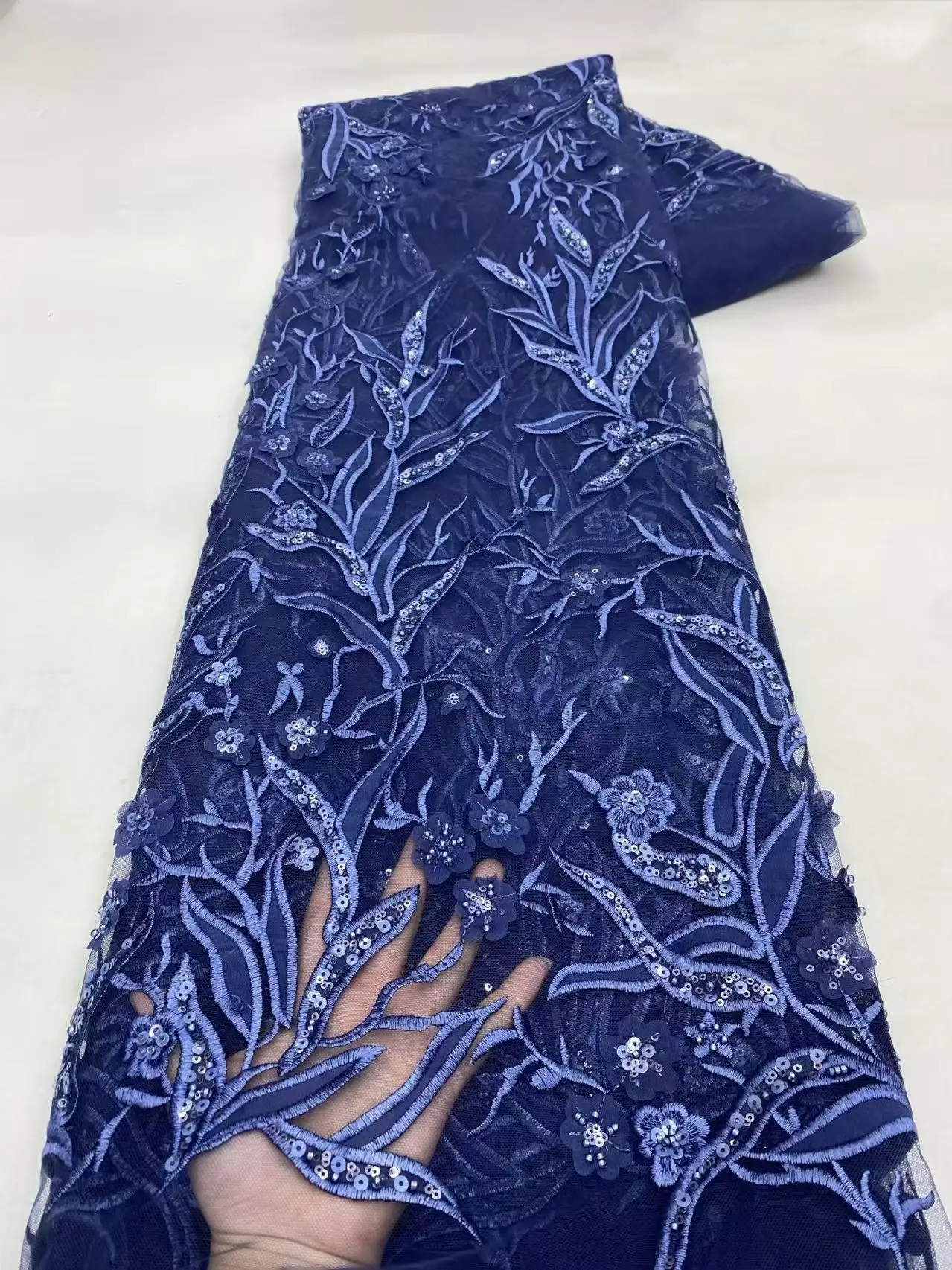High Quality African Gold Handmade Beaded Lace Fabirc 2026 Sewing sequins Embroidery Nigreian Lace Fabric Women Wedding Dress